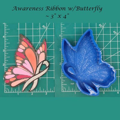 Awareness Ribbon with Butterfly Silicone Freshie Mold